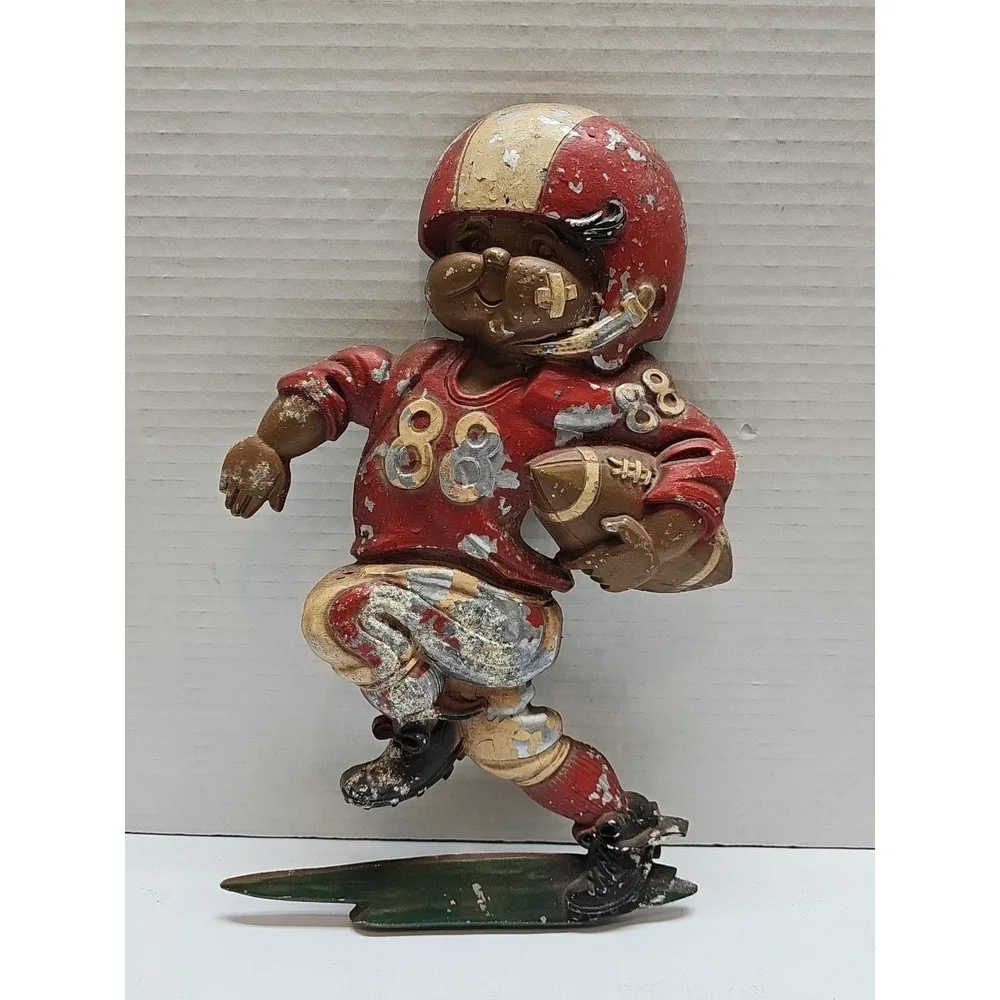 1976 Homco USA Football Players Wall Hanging Cast Iron Metal Sport Decor 3 pcs.